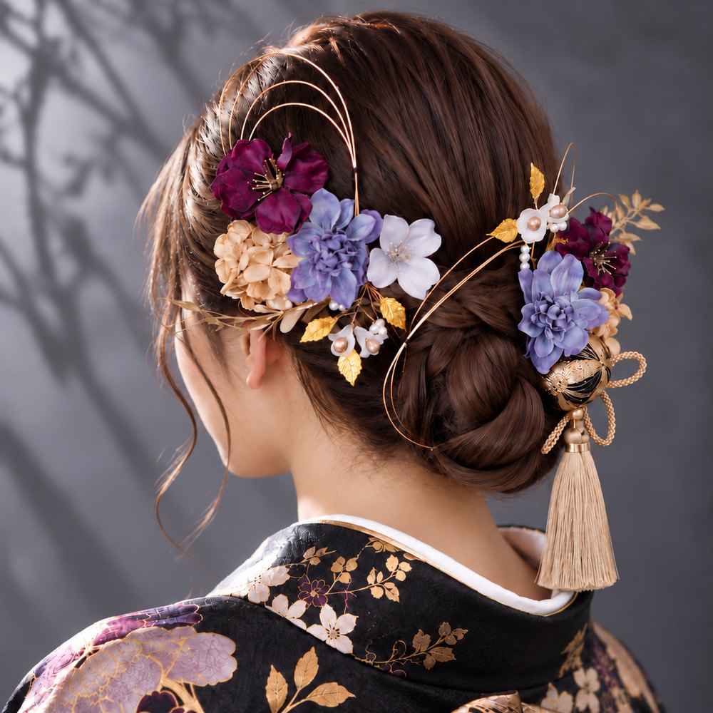 紫×金鈴蘭の髪飾り No.gp18の髪飾り