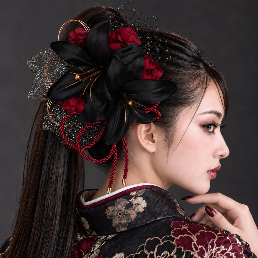 黒百合×深紅 No.DB70の髪飾り